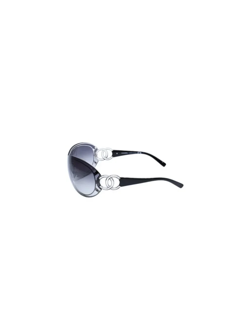 Chanel Shield Sunglasses Eyewear 125 CC Logo Black Silver